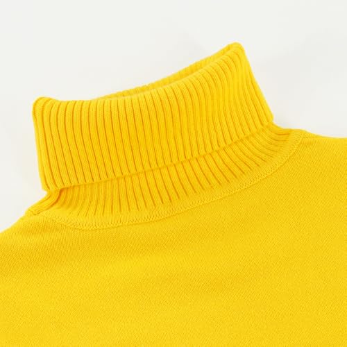 GLEAMING GRAIN Kids Turtleneck Sweaters Pullover Kids Toddler Long Sleeve Lapel Sweater Cotton Boys and Girls 3-8 Years Yellow - Image 2