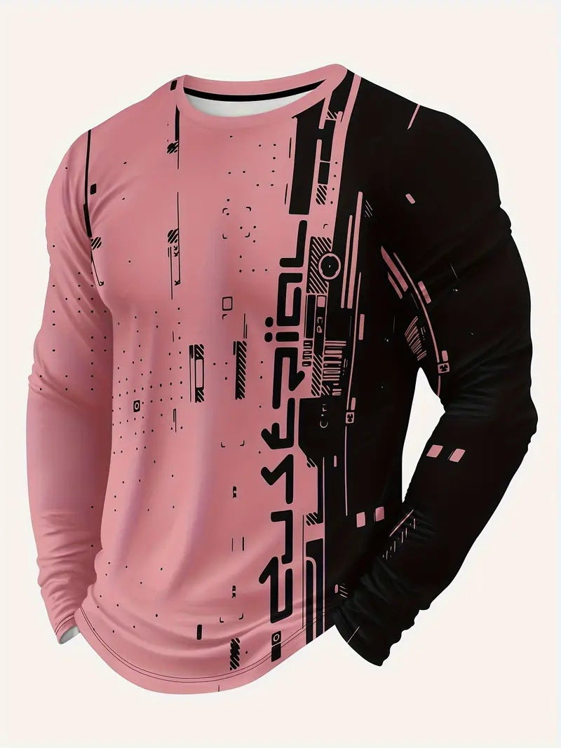 Fashion Personality Long-Sleeved T-Shirt Men'S Casual Handsome Design T-Shirt Me006 - Image 1