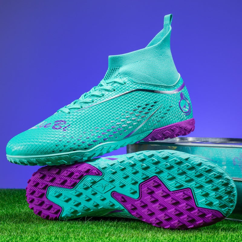 High-Top Football Shoes For Men And Women, Indoor And Outdoor Spiked Sneakers, Long Spikes, Adult Grass And Children'S Game Training Shoes - Image 2