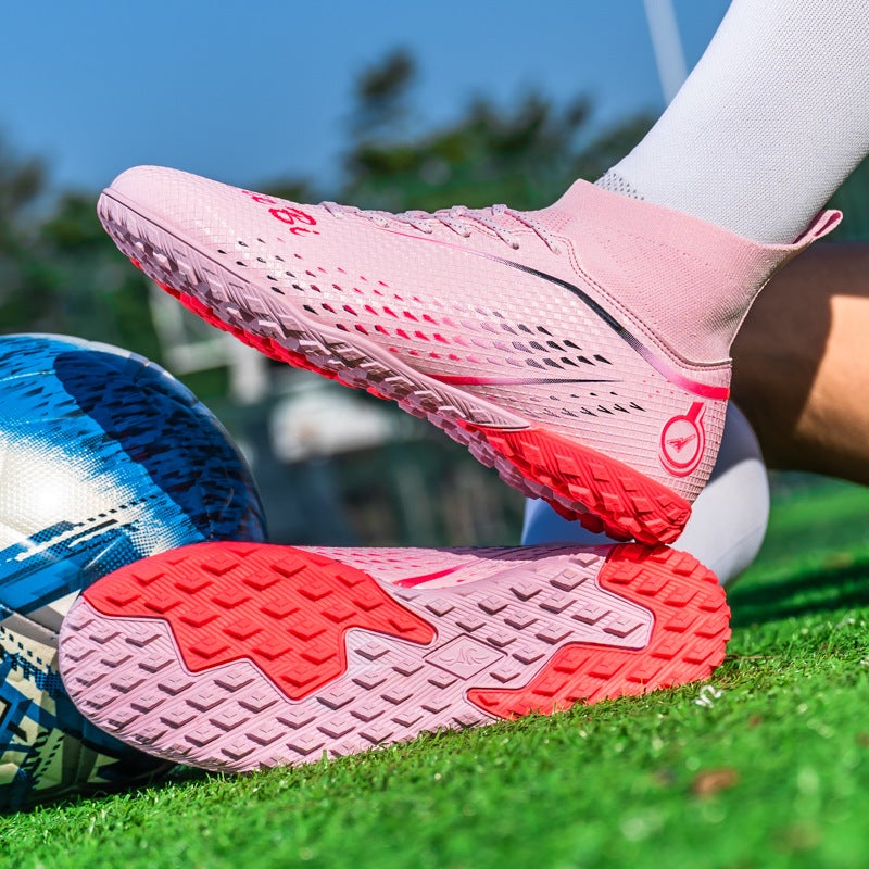 High-Top Football Shoes For Men And Women, Indoor And Outdoor Spiked Sneakers, Long Spikes, Adult Grass And Children'S Game Training Shoes - Image 1