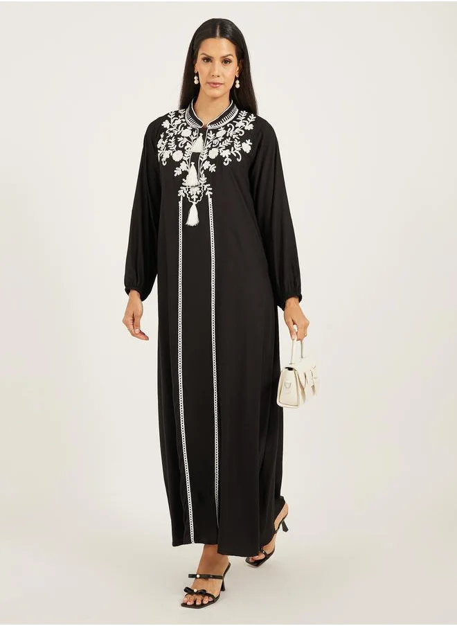 مكسيم كريشن Embroidered Balloon Sleeve Kaftan with Tassel Detail