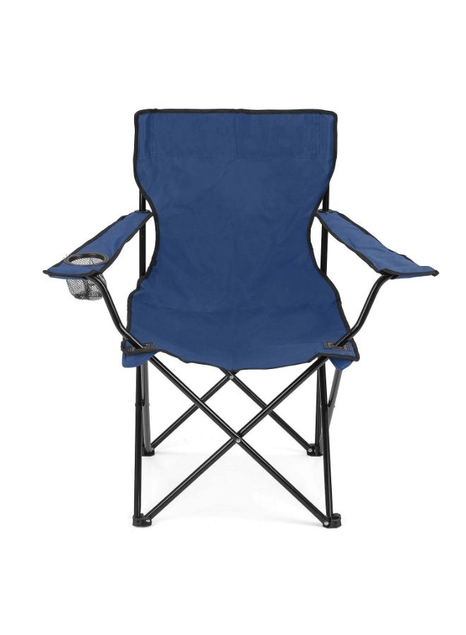 Portable Folding Camping Chair with Armrest, Mesh Cup Holder & Carry Bag, Dark Blue - Image 4