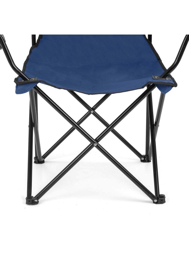 Portable Folding Camping Chair with Armrest, Mesh Cup Holder & Carry Bag, Dark Blue - Image 2