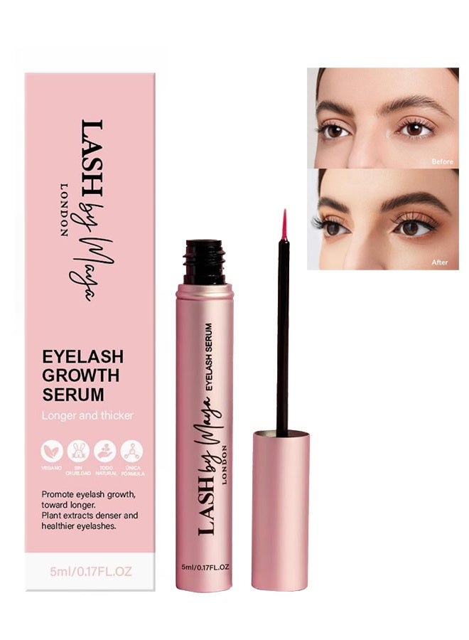 LASH BY MAYA Eyelash Serum 5ml, Lash Growth Serum for Fuller, Thicker & Stronger Lashes and Eyebrows, Irritation-Free Formula, Lash Boost for Longer Lashes - Image 1