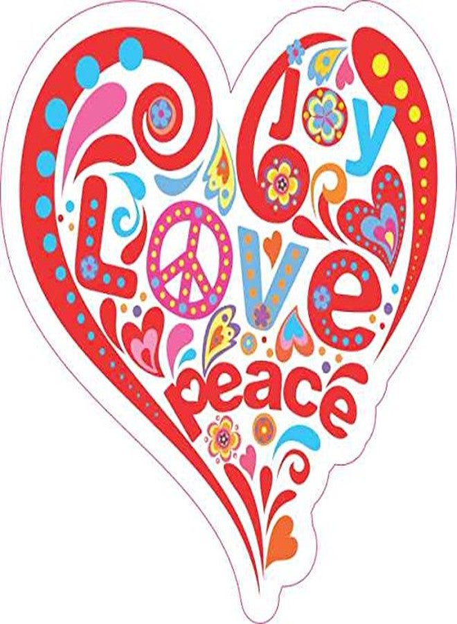 StickerTalk Heart-Shaped Love Joy Peace Vinyl Sticker, 4 inches by 4 inches