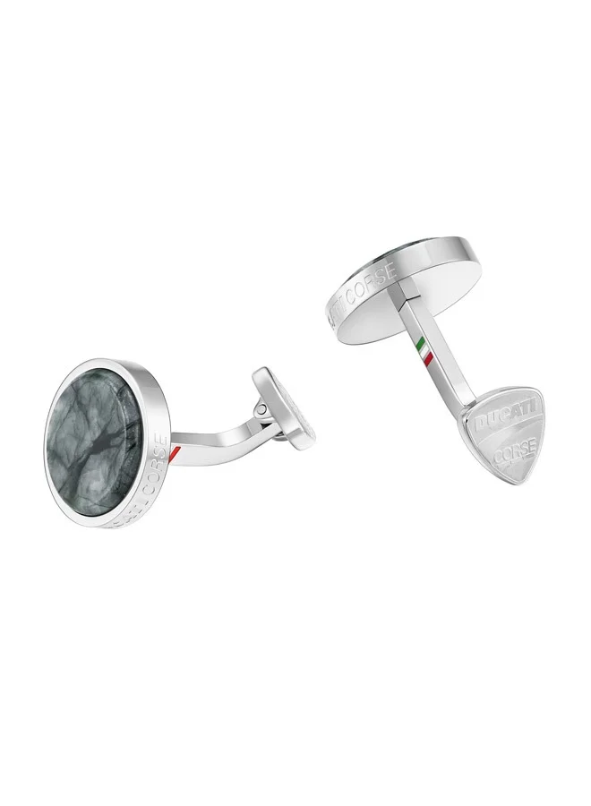 Ducati Corse Podio Silver and Marble insert Luxury Cufflinks For Men