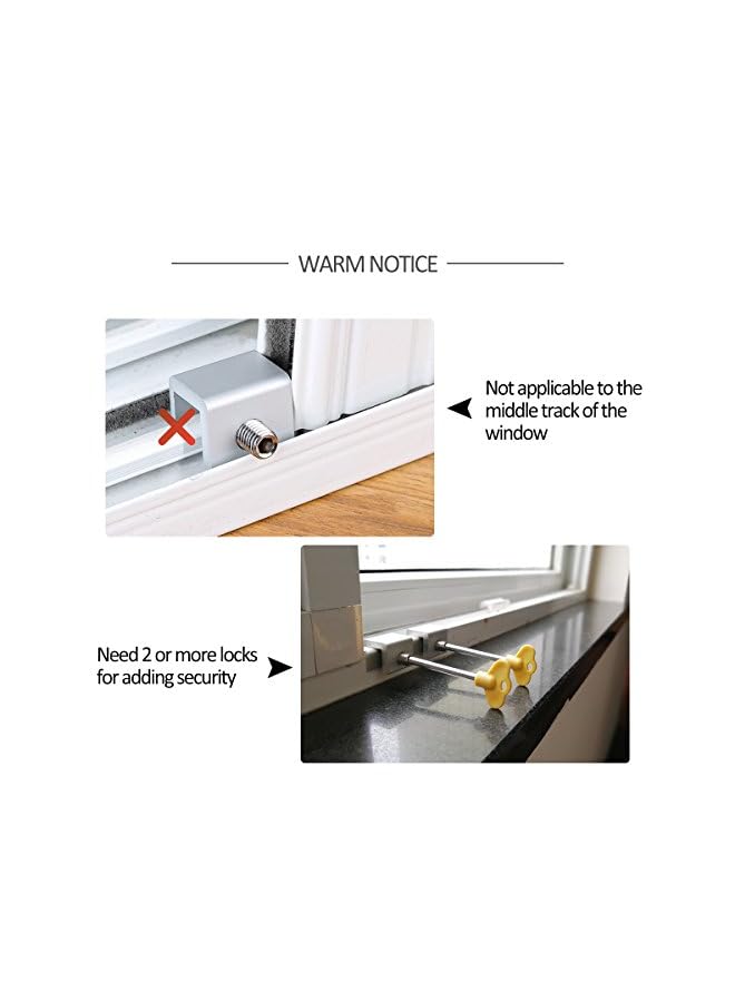 ANPHSIN 6Pcs Adjustable Sliding Window Locks - Aluminum Alloy Window Locks Security Child Safety Locks Door Frame Security Lock with Keys and Protective Gaskets  - Image 2