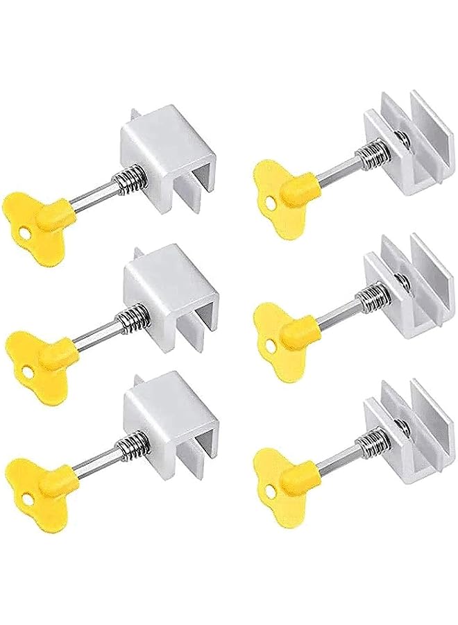 ANPHSIN 6Pcs Adjustable Sliding Window Locks - Aluminum Alloy Window Locks Security Child Safety Locks Door Frame Security Lock with Keys and Protective Gaskets  - Image 1