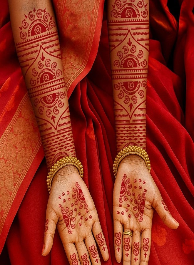 ORDERSHOCK Full Back Hand Bridal Mehndi Stencil Sticker for Brides and Bridesmaids - Image 4