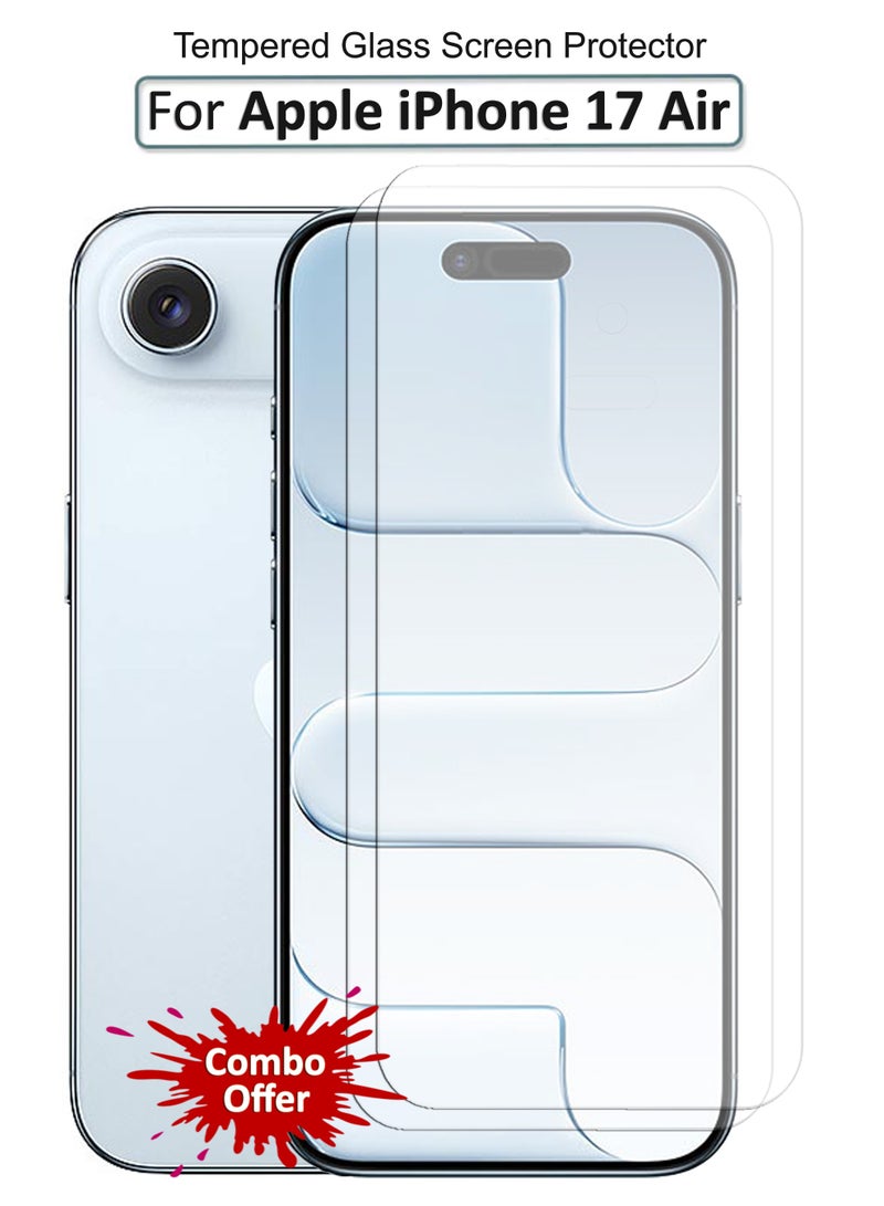 MUDISO For Apple iPhone 17 Air - Combo Pack - Tempered Glass Screen Protector - Delicate Touch , Higher Transparency , Easy to Install ,Anti-scratch and Bubble-free Screen Protector Compatible With Apple iPhone 17 Air - Clear - Image 1