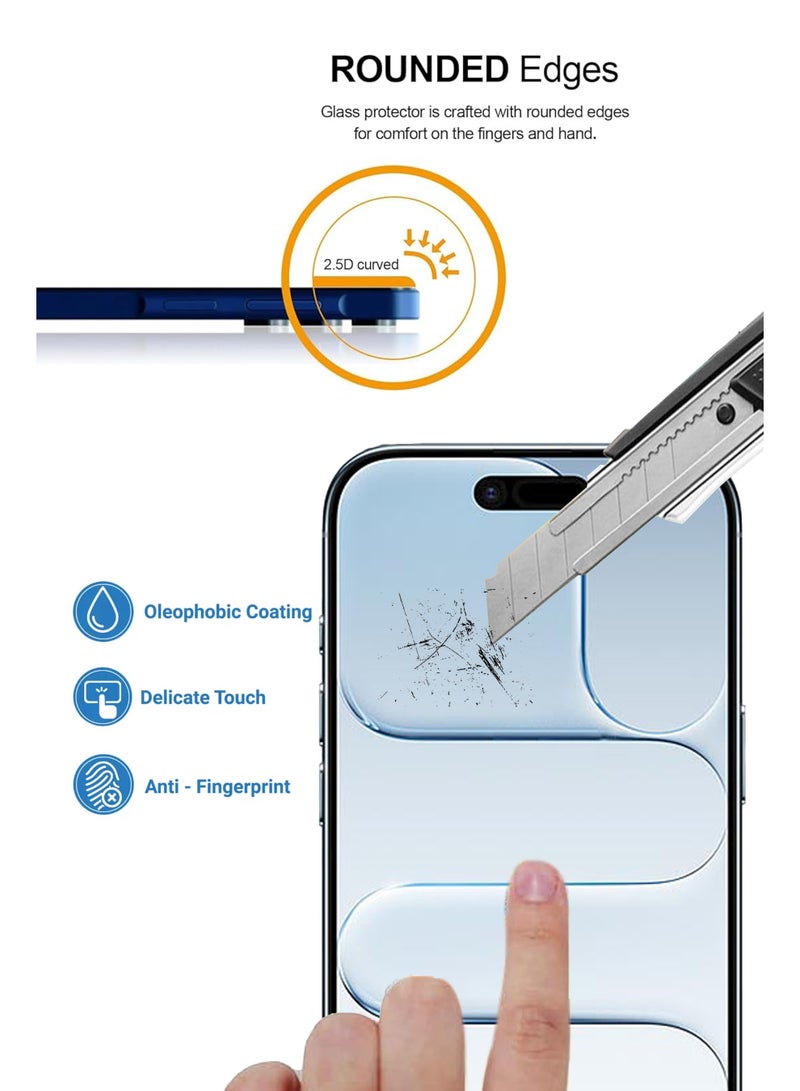 MUDISO For Apple iPhone 17 Air - Combo Pack - Tempered Glass Screen Protector - Delicate Touch , Higher Transparency , Easy to Install ,Anti-scratch and Bubble-free Screen Protector Compatible With Apple iPhone 17 Air - Clear - Image 3