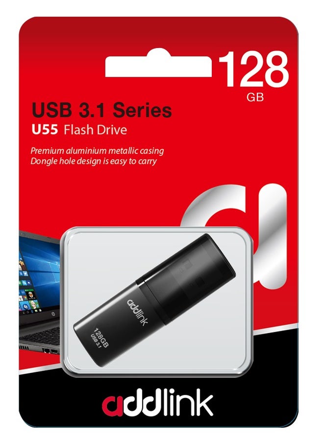 addlink 128GB USB Flash Drive 3.1 U55 Gen 1 Super Fast Pendrive with Aluminium Body - High Speed Jump Drive Memory Stick  - Image 2