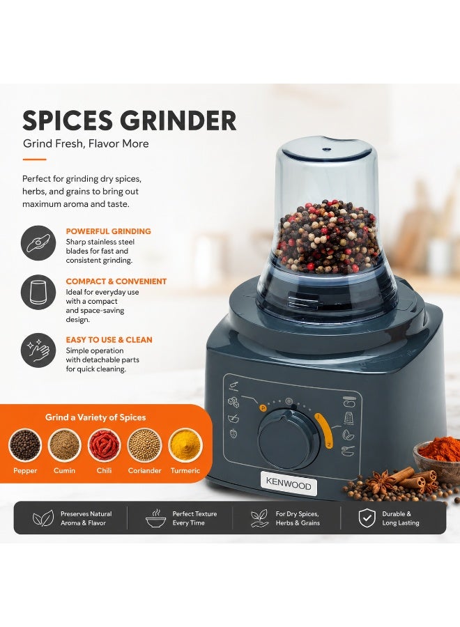 KENWOOD Food Processor 750W Multi-Functional with Blender, Citrus Juicer, Reversible Slicing/Grating Disk, Emulsifying Disk for Whisking, Dough Maker, Knife Blade FDP05.80GY Grey 2 L 750 W FDP05.80GY grey - Image 4
