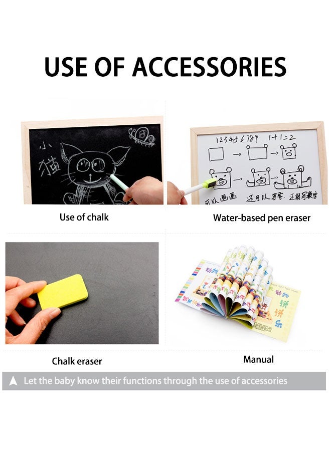 JSAITOYS Dual-Sided Magnetic Drawing Board Set | Whiteboard+Blackboard+Magnetic Puzzle+Learning Guide - Multifunctional Educational Toy for Kids - Image 5