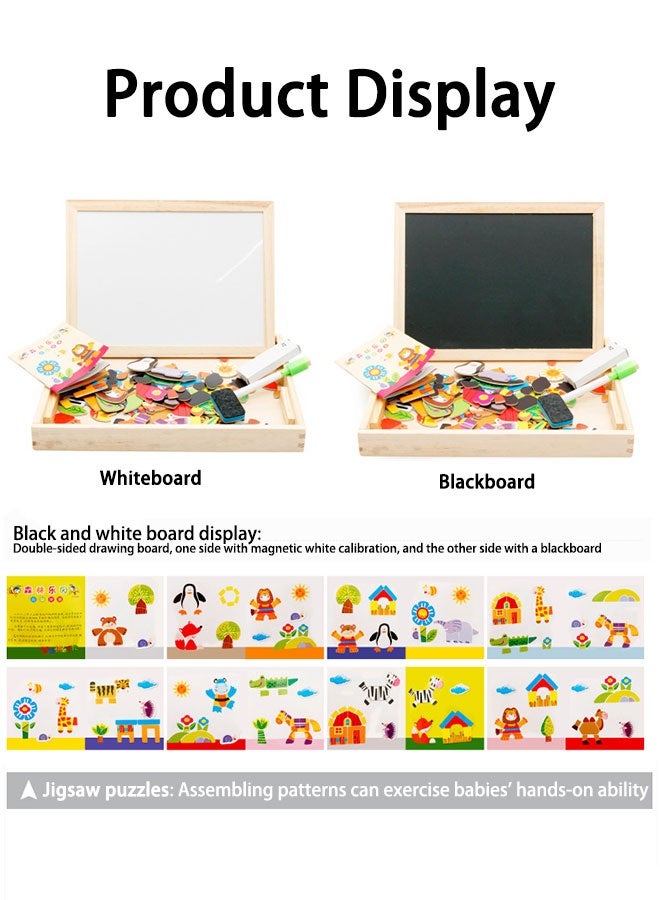 JSAITOYS Dual-Sided Magnetic Drawing Board Set | Whiteboard+Blackboard+Magnetic Puzzle+Learning Guide - Multifunctional Educational Toy for Kids - Image 3