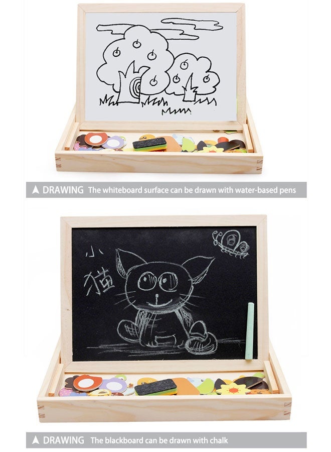 JSAITOYS Dual-Sided Magnetic Drawing Board Set | Whiteboard+Blackboard+Magnetic Puzzle+Learning Guide - Multifunctional Educational Toy for Kids - Image 4