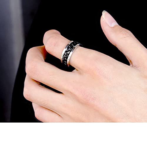 yfstyle 4PCS Stainless Steel Rings for Men Wedding Ring Cool Simple Band Rings for Men Black Plated Matte Finish Stackable Bands Rings Size 6-12-black setA-6 - Image 4