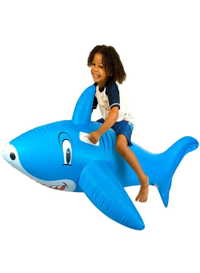 PoolCandy Shark Ride-On Pool Float - Giant 6FT Inflatable with Handles, Heavy-Duty PVC, Fun Kids & Adults Pool Toy for Summer, Beach or Lake - Image 1