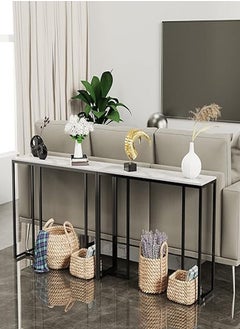 AGD Console Table, Industrial Sofa Back Table, Wood Top, Modern Entryway Table, Rectangular Corridor Table, Metal Side Table for Home Office  - Image 5