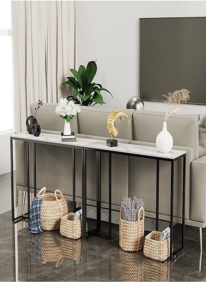 AGD - Console Table, Industrial Sofa Back Table, Wood Top, Modern Entryway Table, Rectangular Corridor Table, Metal Side Table for Home Office - Image 1