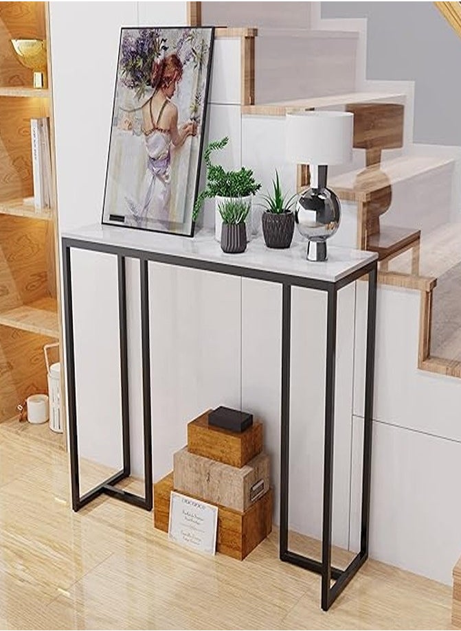 AGD - Console Table, Industrial Sofa Back Table, Wood Top, Modern Entryway Table, Rectangular Corridor Table, Metal Side Table for Home Office - Image 1