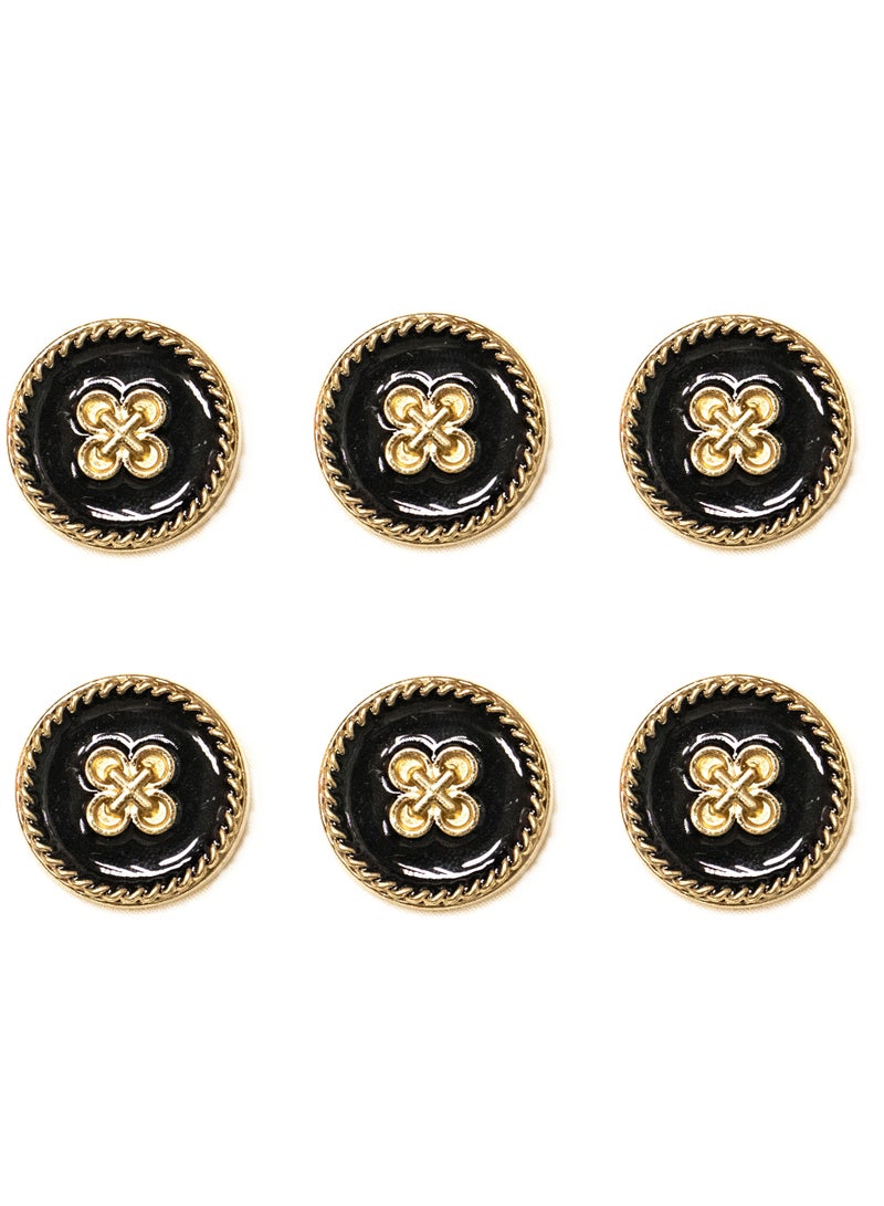 12 Pcs Elegant Black Metal Buttons 23mm – Round Decorative Sewing Buttons for Coats, Jackets,Abays, Sweaters & DIY Crafts - Image 1