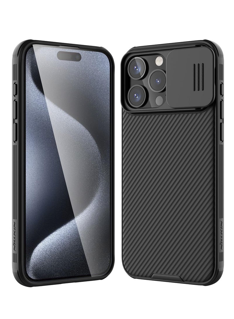 Nillkin iPhone 15 Pro Max Case with Slide Camera Case [Enhanced Lens Protection] [Hard PC + TPU Bumper] Slim Shockproof Protective Phone Case Cover 6.7 inch 2023 Black - Image 1