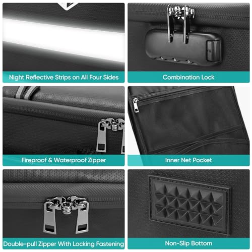 BALEINE Fireproof Document Box with Lock, Portable Fireproof Document Bag Waterproof Fire Proof File Boxes for Documents, File Organizer Box for Important Paperwork (Sliver, 16''x12.5''x11.5'') - Image 2