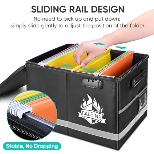 BALEINE Fireproof Document Box with Lock, Portable Fireproof Document Bag Waterproof Fire Proof File Boxes for Documents, File Organizer Box for Important Paperwork (Sliver, 16''x12.5''x11.5'') - Image 3