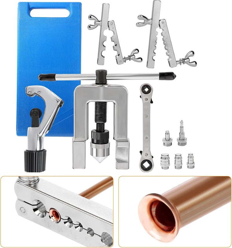BEAMNOVA Flaring Tool Kit for Copper Tubing Brake Line Flaring Tool Set, for 1/8, 3/16, 1/4, 5/16, 3/8, 7/16, 1/2, 5/8, 3/4 inch Tubing,Brake Line Flaring Tool Kit - Image 1