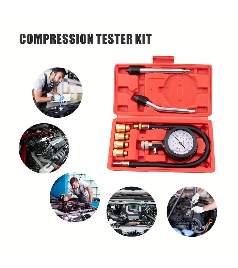 طقم اختبار الضغط 0-20 بار 0-300 رطل/بوصة مربعة لمحرك المركبة مقاسات M10 M12 M14 M18 - 9 قطع - Image 5