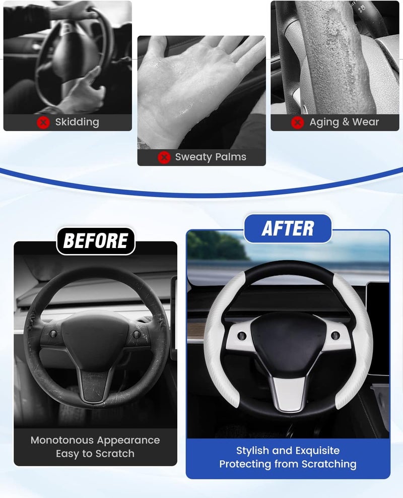 Canvcle Carbon Fiber Steering Wheel Cover for Tesla Model 3/Y - Image 3