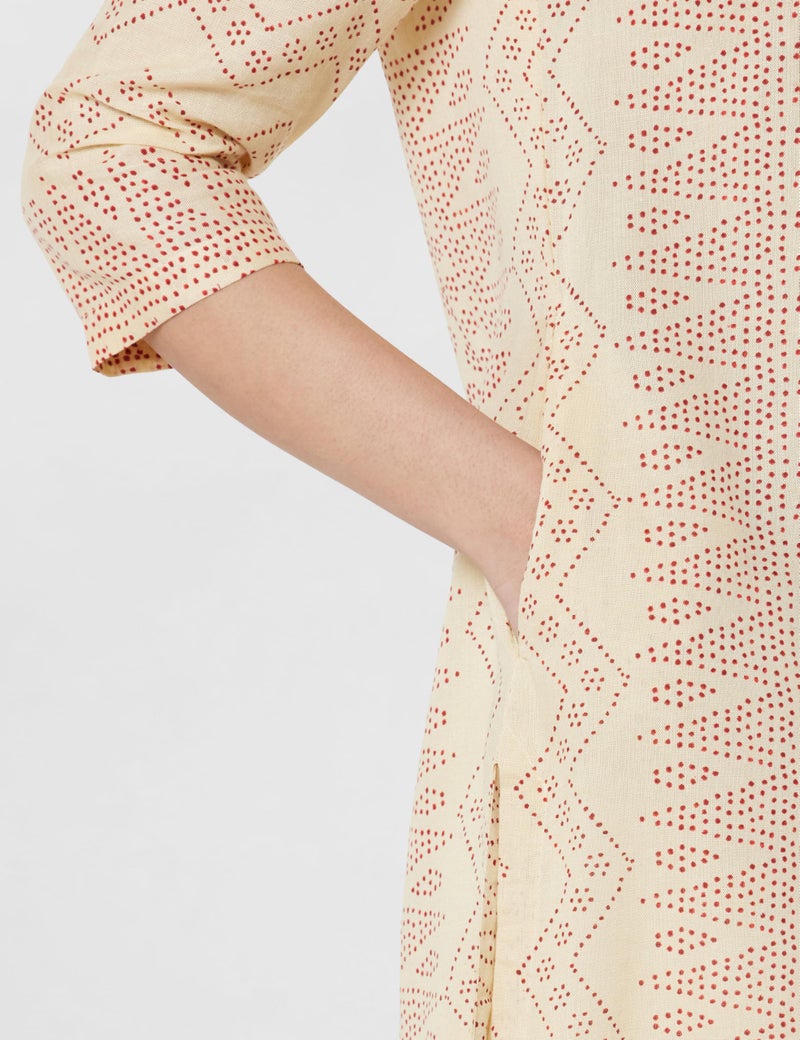 Biba Cream Rayon Straight Kurta - Image 5