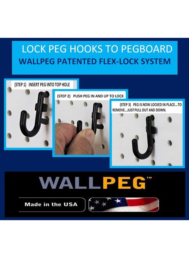 WallPeg منظم حائط بيغ بورد (PK-160) - تخزين أدوات الحديقة - منظم أدوات اليد - صناديق بيغ بورد لتخزين الأجزاء والتنظيم - خطافات بيغ بورد قفل، أسود-أصفر - Image 5