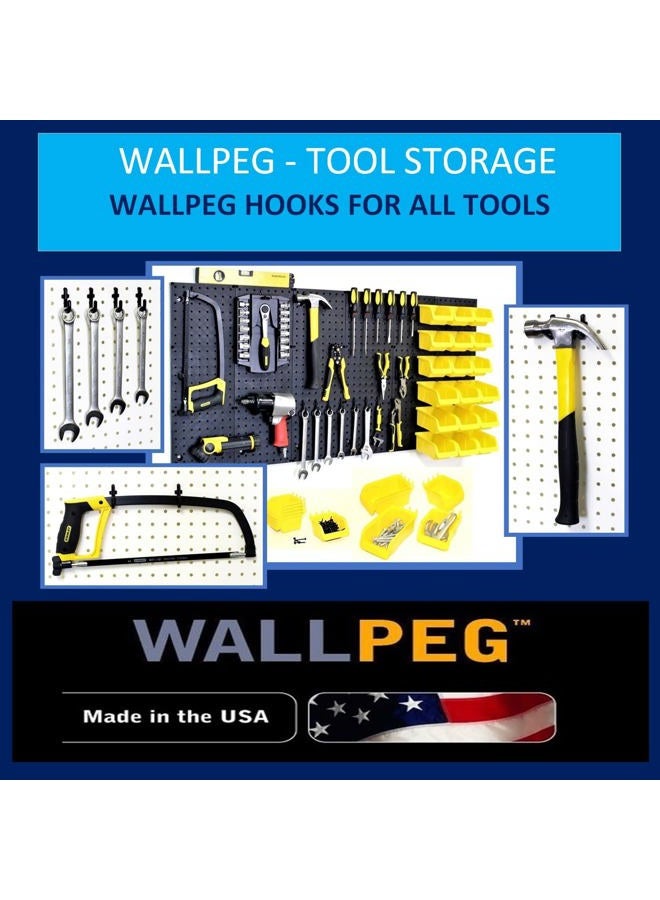 WallPeg منظم حائط بيغ بورد (PK-160) - تخزين أدوات الحديقة - منظم أدوات اليد - صناديق بيغ بورد لتخزين الأجزاء والتنظيم - خطافات بيغ بورد قفل، أسود-أصفر - Image 3