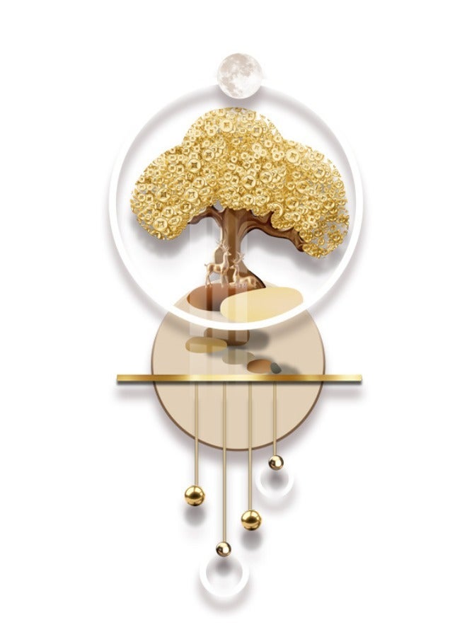 إسكدنيا لوحة حائط مضيء بتصميم شجرة بونساي ذهبية مع إضاءة LED عصرية - Image 2