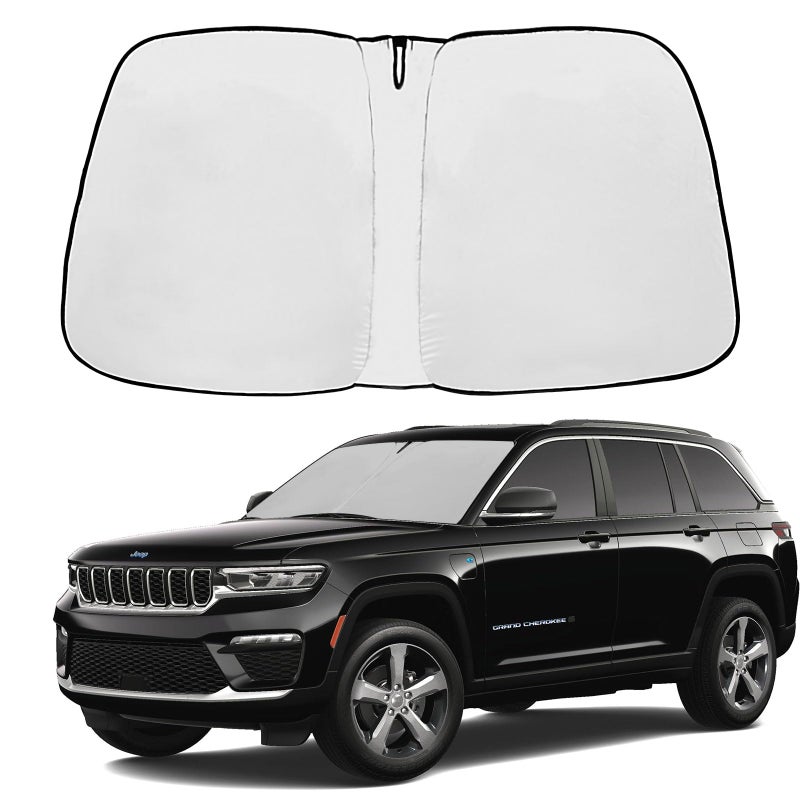 Front Windshield Sunshade fit for Jeep Grand Cherokee 20142025 UV Ray Reflector Foldable Car Shade Automotive Windshield Sunshades Jeep Grand Cherokee Windshield Sun Shade Keeps Your Vehicle Cool