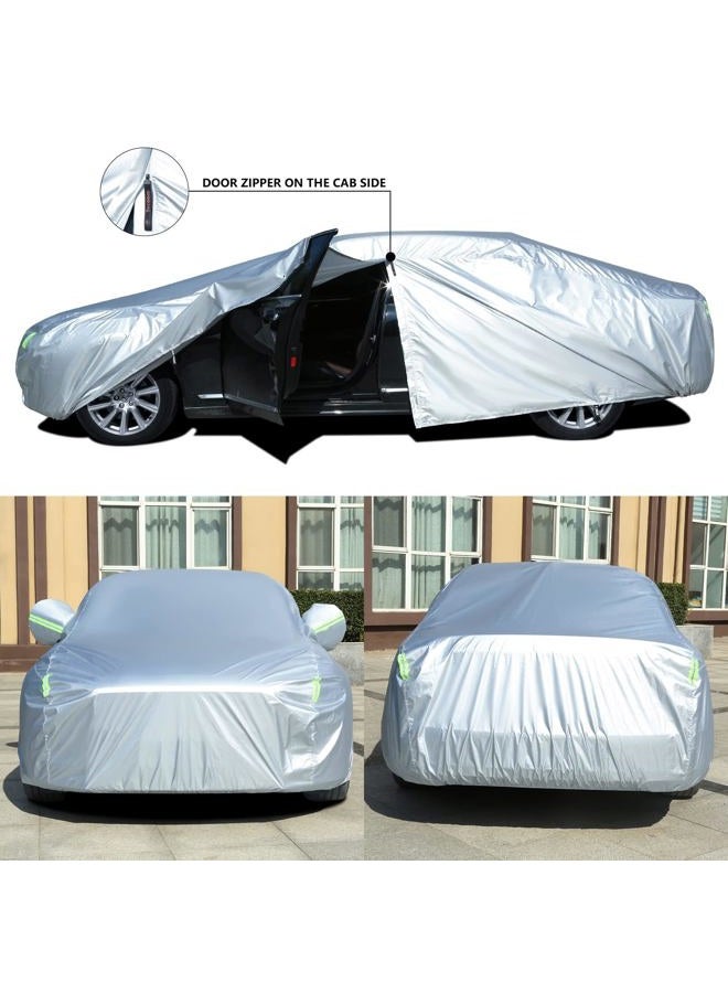 Tecoom Light Shell Waterproof UV-Proof Windproof Design Car Cover with Zipper Storage and Lock for All Weather Indoor Outdoor Fit Sedan 170-190 Inches Length - Image 2