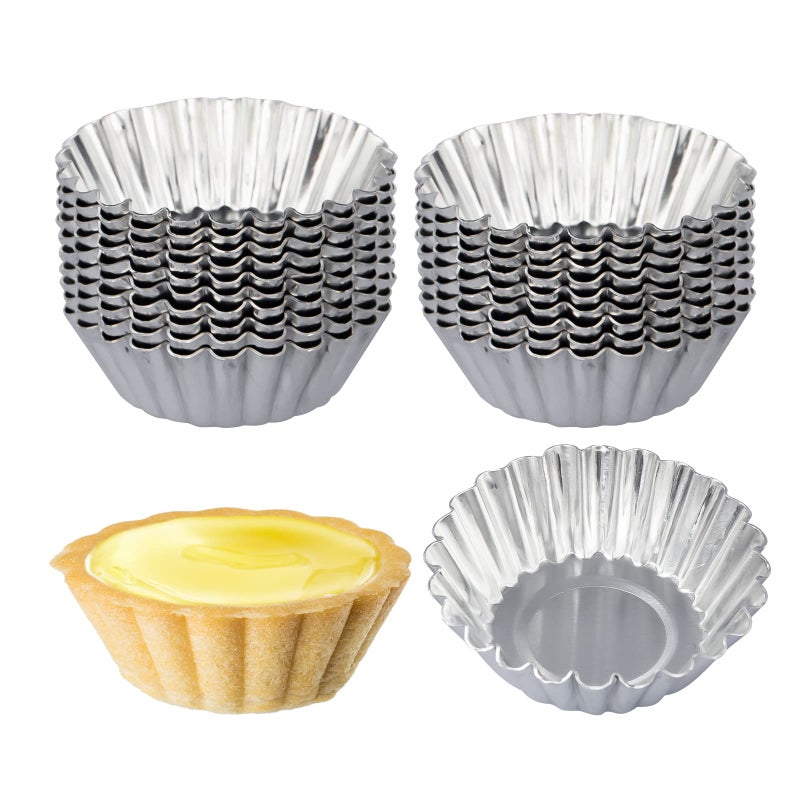 ISKYBOB 20 Pack Egg Tart Pans 22 x 08in Mini Metal Cupcake Pans Pie Cookie Muffin Tins Reusable Baking Mold Cups