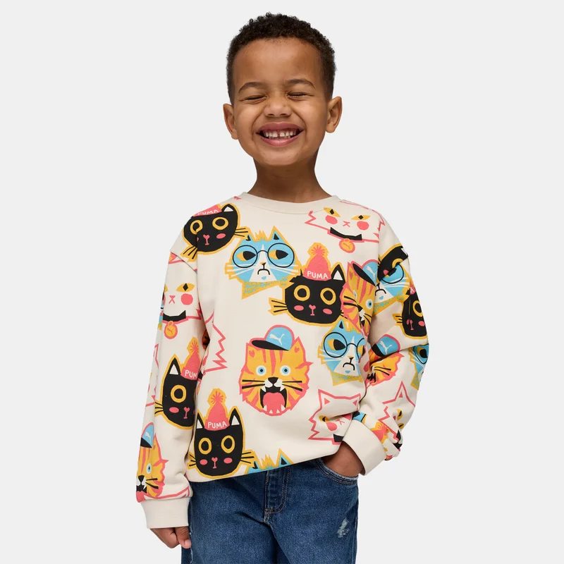 PUMA Kids' Moody Cat Allover Print Sweatshirt