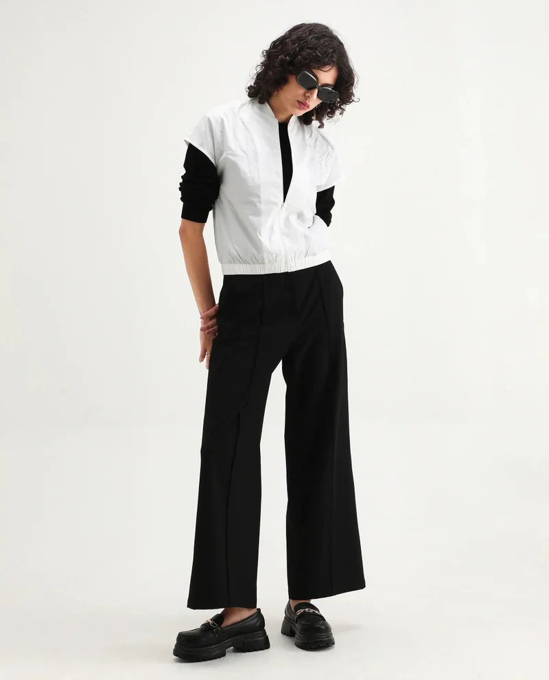 Rareism Women's Placement Print Top With Zipper