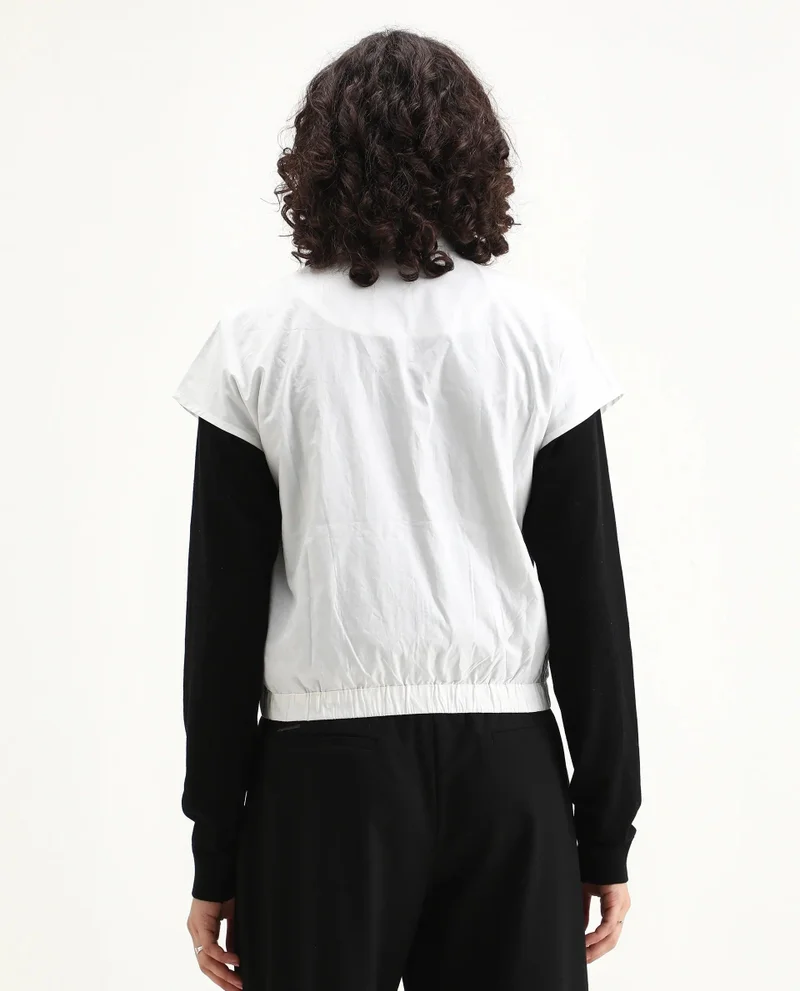 Rareism Women's Placement Print Top With Zipper