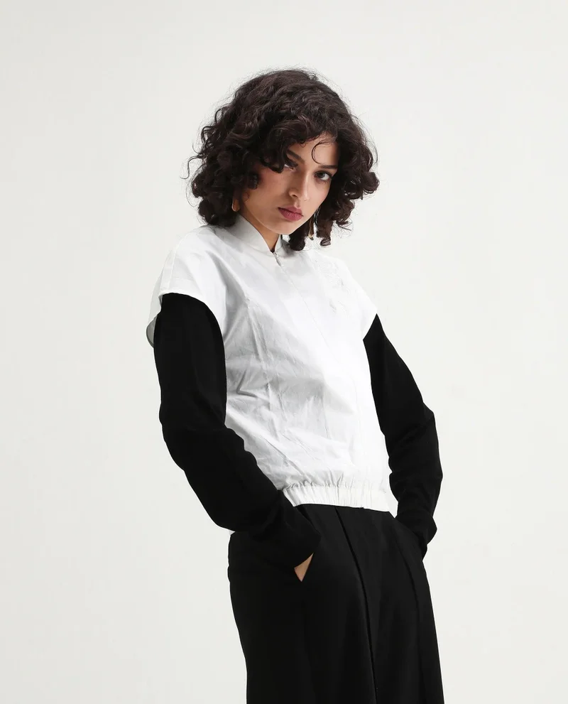Rareism Women's Placement Print Top With Zipper
