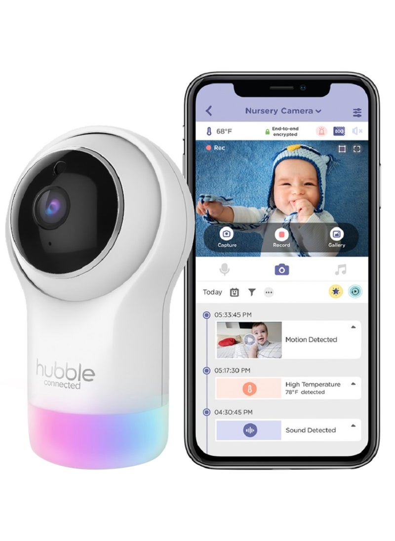 hubble connected Hubble Connected Nursery Pal Glow - Smart Baby Monitor for Infants / Babies with Wireless Security Video Camera for Nursery - 2-Way Talk, Sleep Trainer, Infrared Night Vision -White  - Image 1