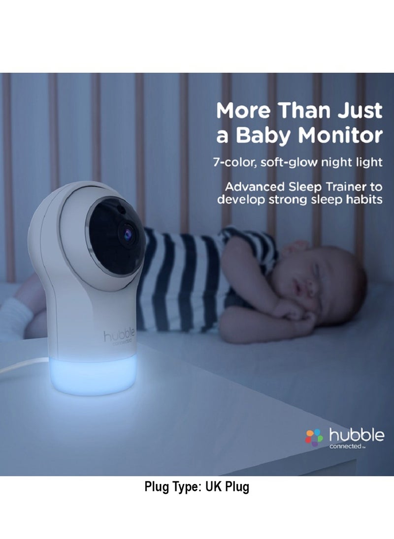 hubble connected Hubble Connected Nursery Pal Glow - Smart Baby Monitor for Infants / Babies with Wireless Security Video Camera for Nursery - 2-Way Talk, Sleep Trainer, Infrared Night Vision -White  - Image 2