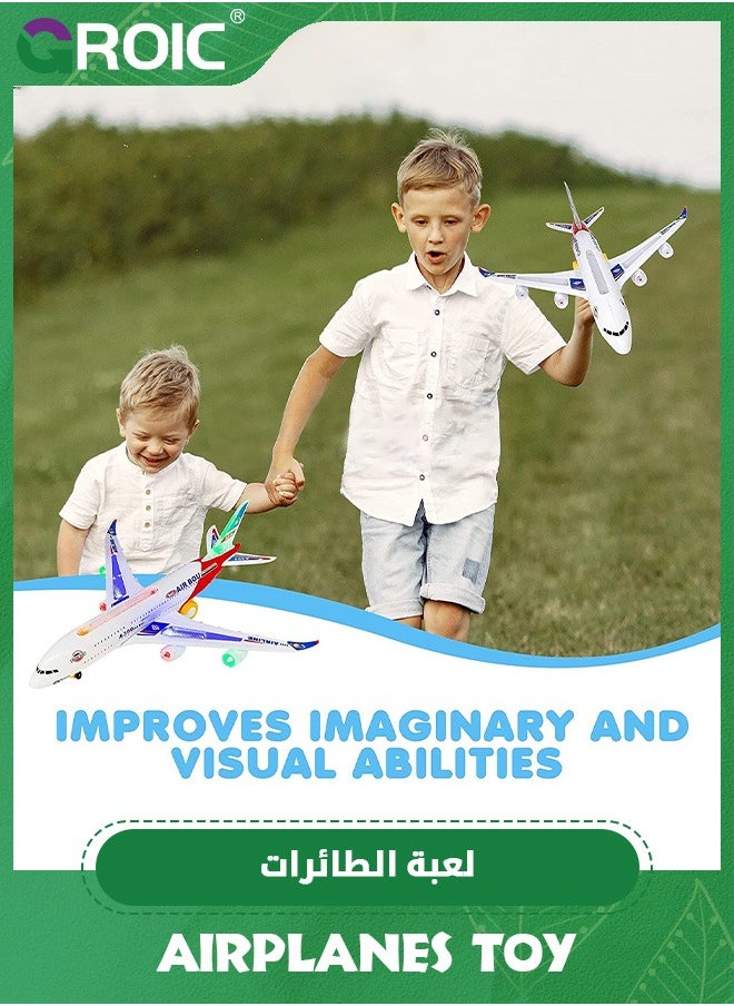 GROIC - Airplane Toys for Kids, Bump and Go Action, Toddler Toy Plane with LED Flashing Lights and Sounds,Realistic Model Airplane for Kids - Image 1