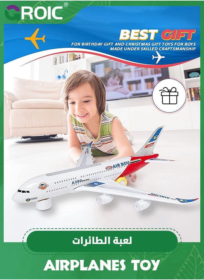 GROIC - Airplane Toys for Kids, Bump and Go Action, Toddler Toy Plane with LED Flashing Lights and Sounds,Realistic Model Airplane for Kids - Image 1