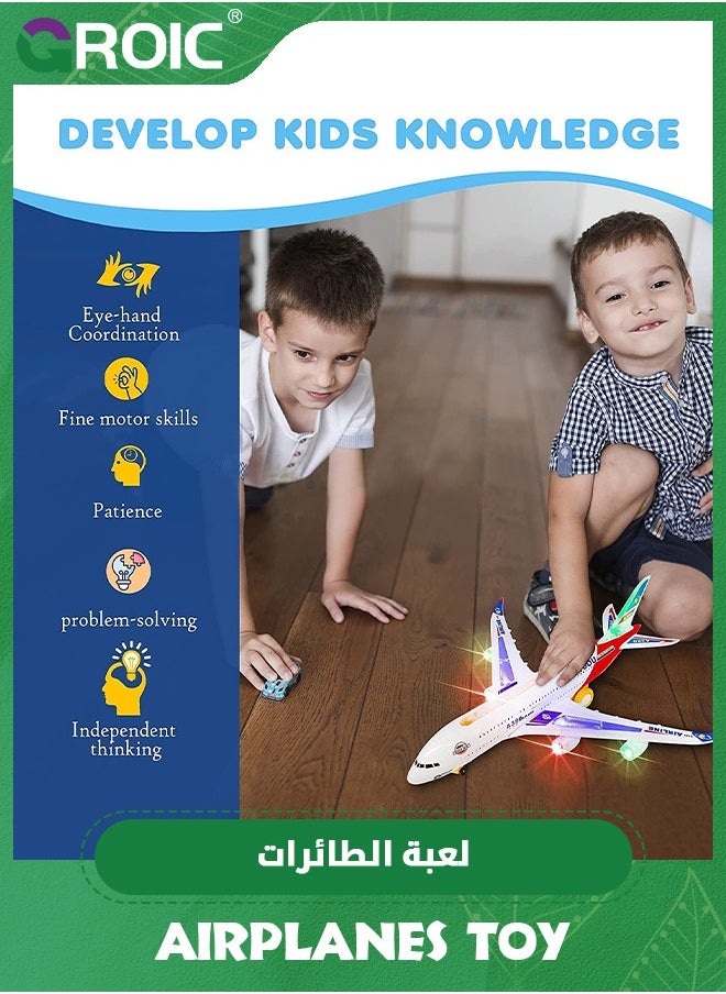 GROIC - Airplane Toys for Kids, Bump and Go Action, Toddler Toy Plane with LED Flashing Lights and Sounds,Realistic Model Airplane for Kids - Image 1