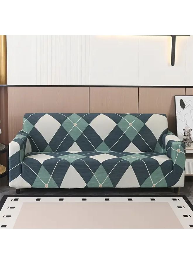 غطاء أريكة بمقعد فردي لون ألين طباعة هندسية قماش قابل للتمدد صديق للحيوانات الأليفة بشريط مطاطي - Image 1