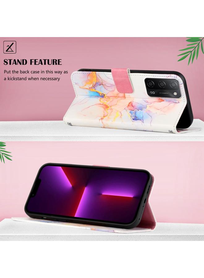 إيروريكس جراب لهاتف OPPO A93 / F17 Pro / Reno4 F / Reno4 Lite PT003 جراب هاتف جلدي قابل للطي بنمط رخامي - Image 4